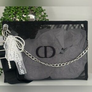 Dior Black Mesh Beauty/Cosmetic Bag GWP